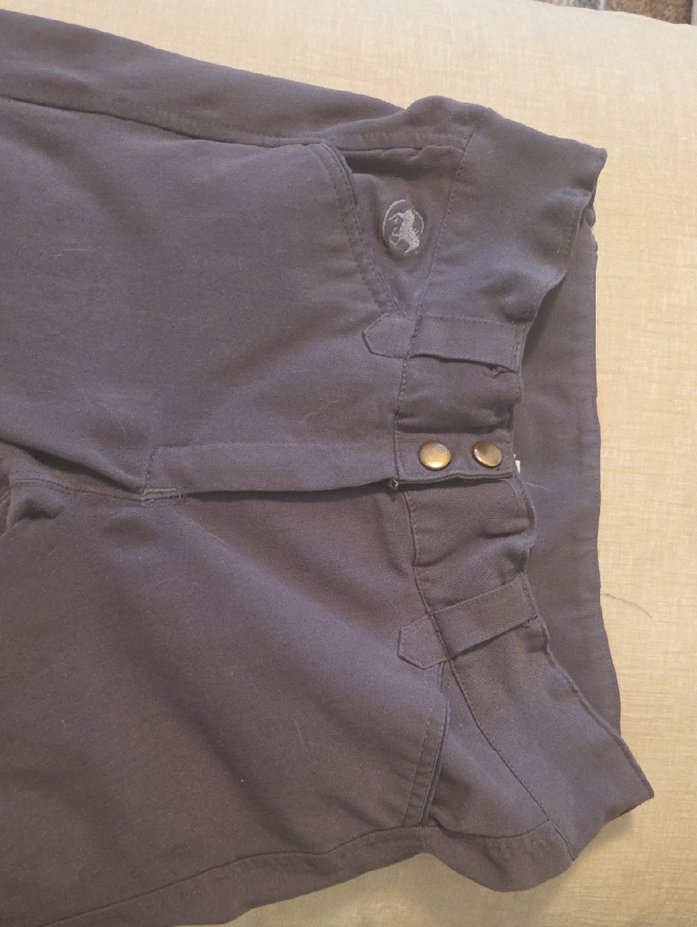 Piper By Smartpak Equestrian Riding Breeches with Snap Front. Grey/beige